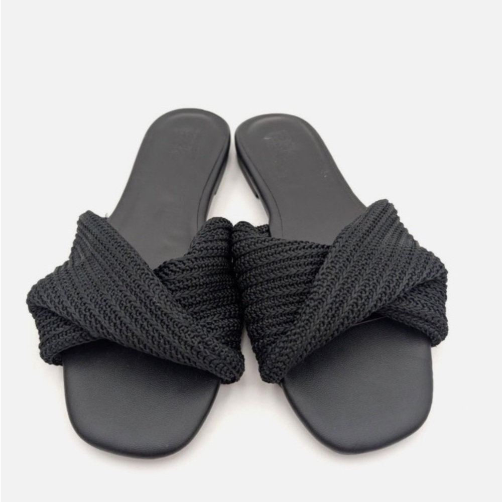 Nordstrom Black Woven Slide Sandals
